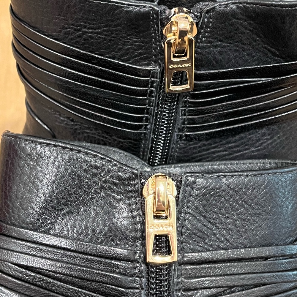 COACH Laurel Black Leather Peep Toe Bootie Size 6B - Picture 9 of 12